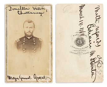 (CIVIL WAR.) Carte-de-visite portrait of newly commissioned Lieutenant General Grant, signed by Edwin Stanton.